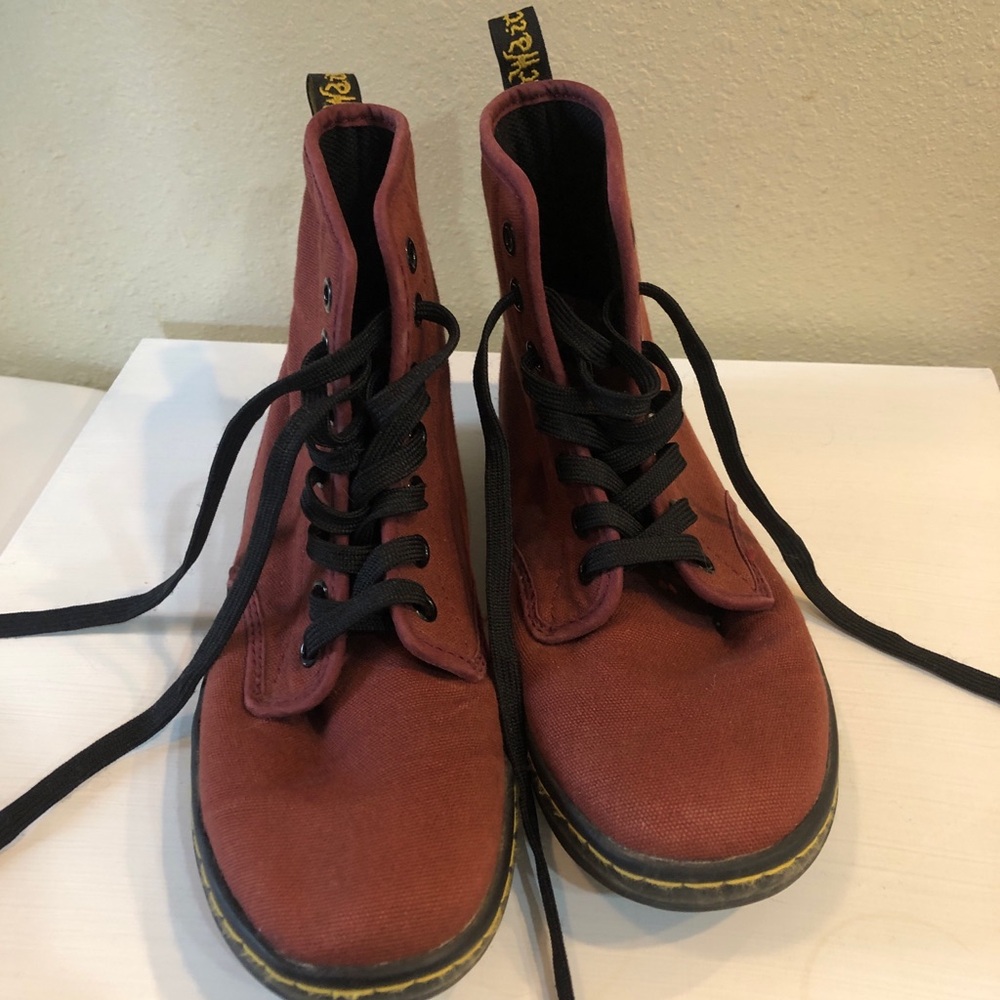 Dr. Martens Red Canvas Boots